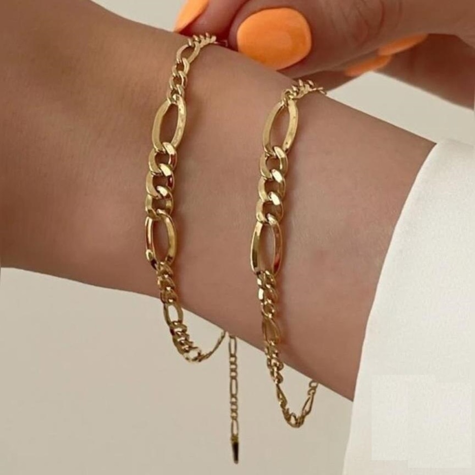 نیم ست طلا 18 عیار زنانه فیگارو کونیک گردنبند سایز 45 دستبند سایز 18 کد 536