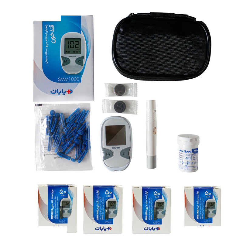 دستگاه تست قند خون دیابان مدل SMM1000 به همراه نوار تست قند خون مجموعه 5 عددی