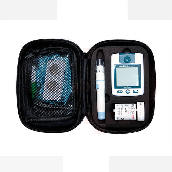 دستگاه تست قند خون اینفوپیا مدل ایزی گلوکو به همراه نوار تست قند خون مجموعه 50 عددی