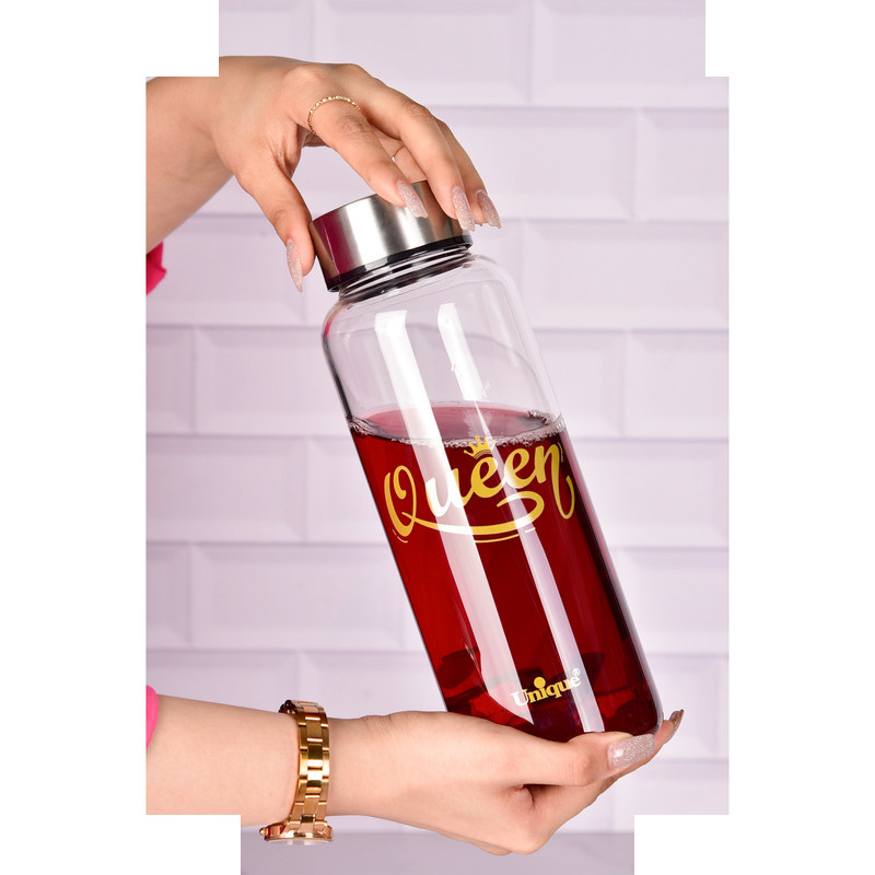 بطری شیشه ای یونیک طرح queen کد 3052 بطری شیشه ای یونیک طرح queen کد 3052