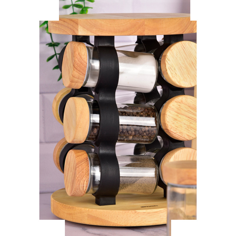 ست جا ادویه 12پارچه لیمون مدل چوبی کد 2304