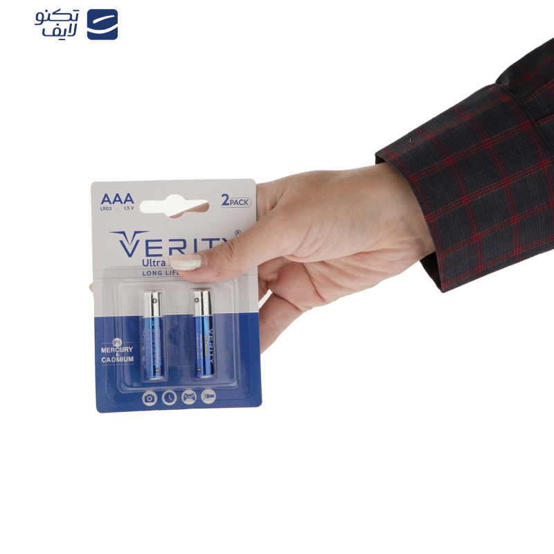 باتری نیم قلمی وریتی مدل LR03-U Ultra Alkaline بسته دو عددی