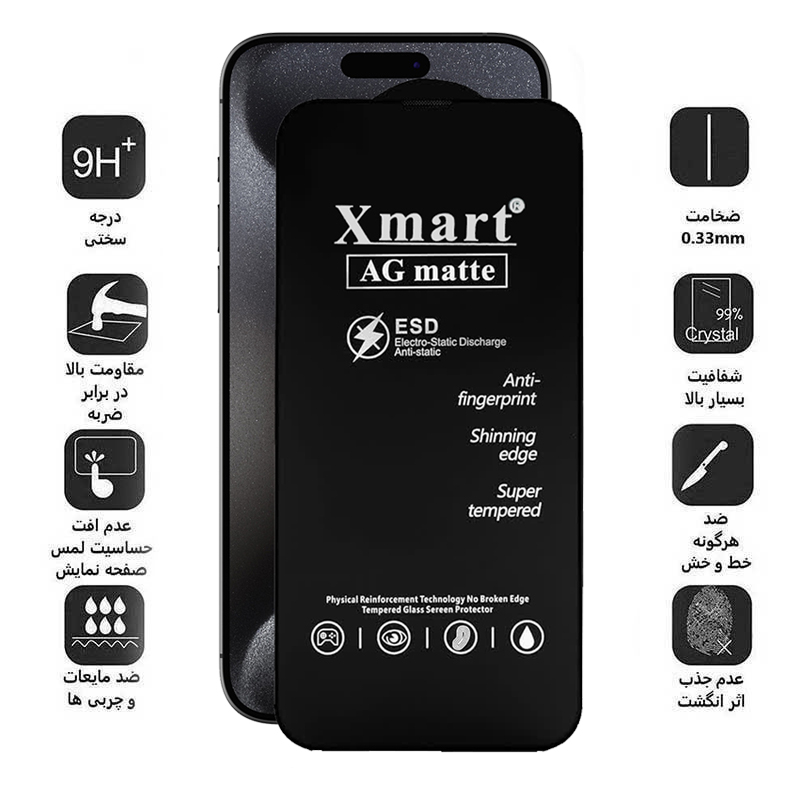 محافظ صفحه نمایش مات اپیکوی مدل Xmart Ag Matte مناسب برای گوشی موبایل اپل iphone 15 Pro 