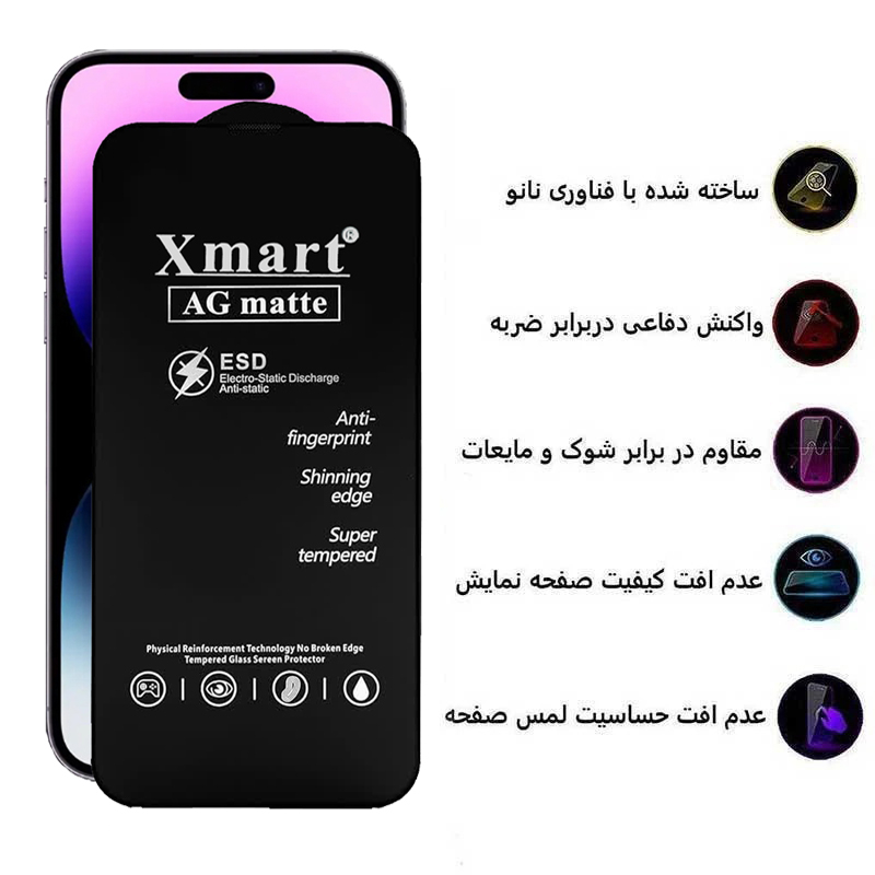 محافظ صفحه نمایش مات اپیکوی مدل Xmart Ag Matte مناسب برای گوشی موبایل اپل iphone 16 Plus/15 Plus/14 Pro Max 