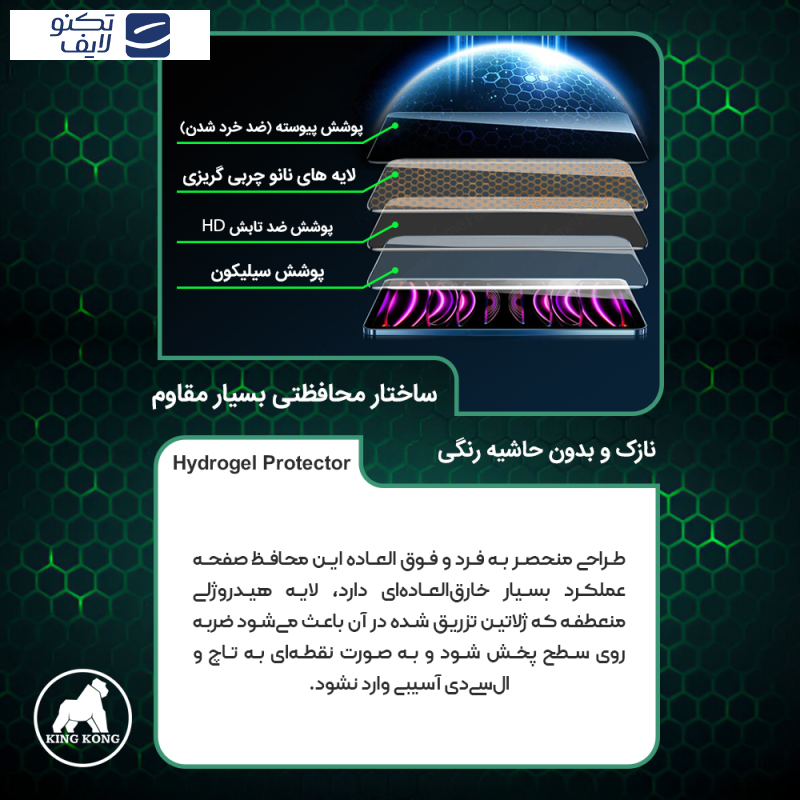 محافظ صفحه نمایش شفاف کینگ کونگ مدل Tough مناسب برای گوشی موبایل سامسونگ Galaxy S22 Ultra 5G 