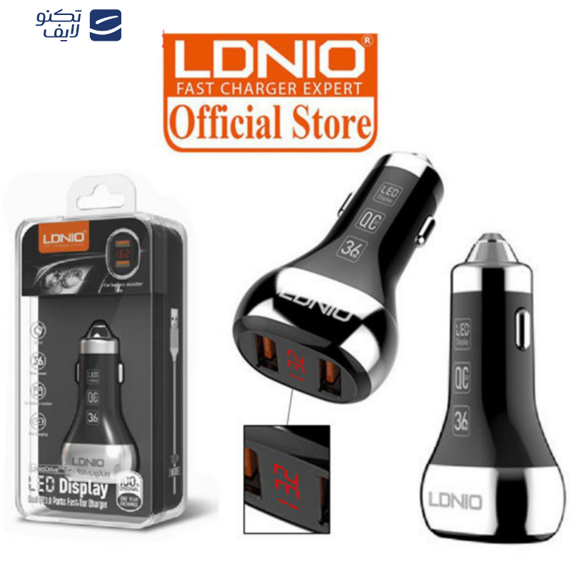 شارژر فندکی الدینیو مدل C2 به همراه کابل تبدیل USB-C