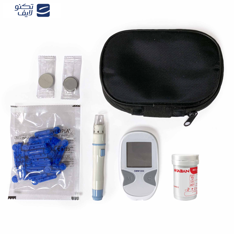  دستگاه تست قند خون دیابان مدل SMM 1000 به همراه نوار تست قند خون بسته 25 عددی
