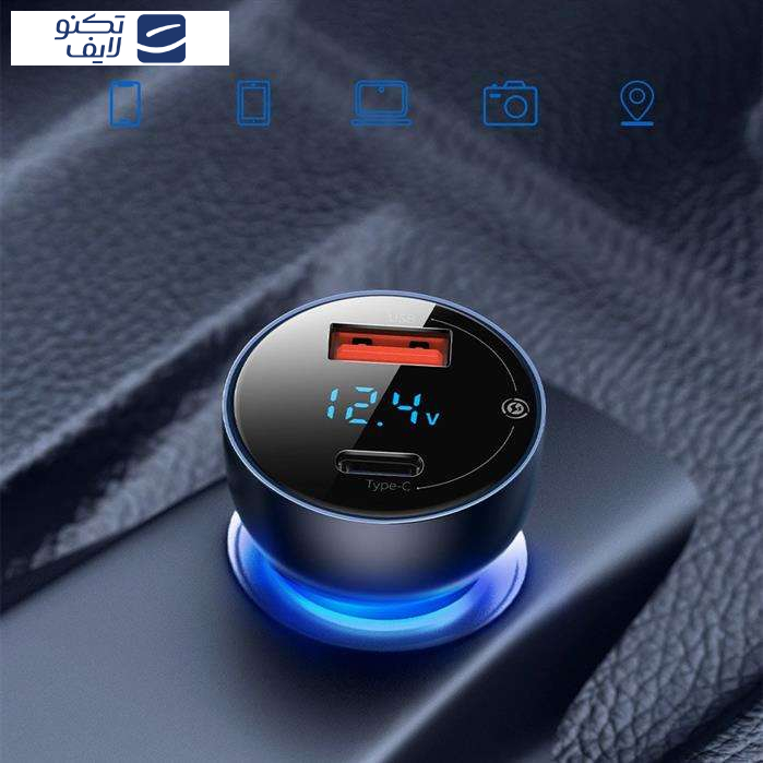 شارژر فندکی باسئوس مدل TZCCKX_0G به همراه کابل تبدیل USB-C