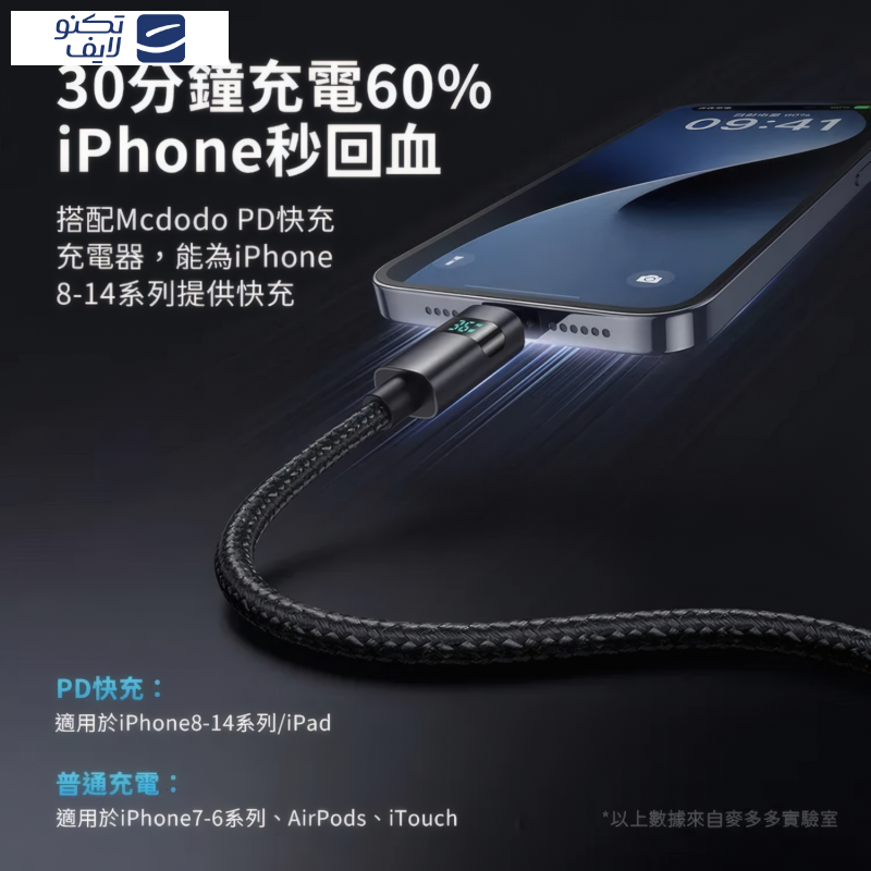 کابل تبدیل USB-C به لایتنینگ مک دودو مدل CA-657 طول 1.2 متر