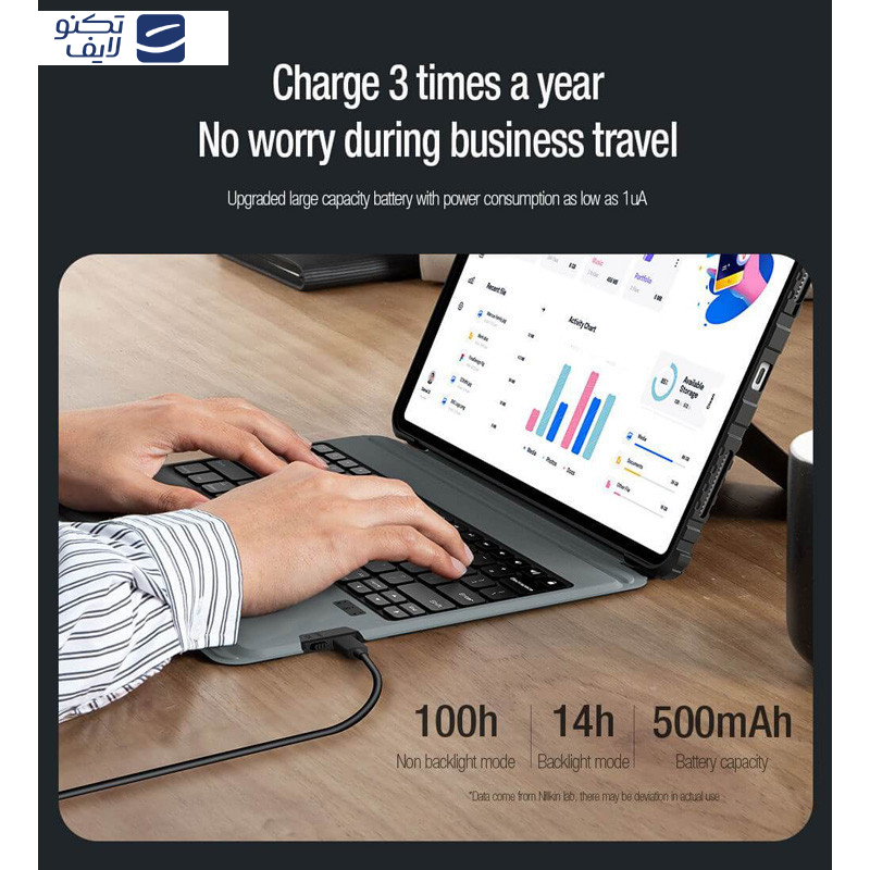 کیف کلاسوری کیبورد دار نیلکین مدل Bumper Combo Backlit Keyboard مناسب برای تبلت اپل (2022 / 2021 / 2020) iPad Air13 (2025) / iPad Air13 (2024) /iPad 12.9