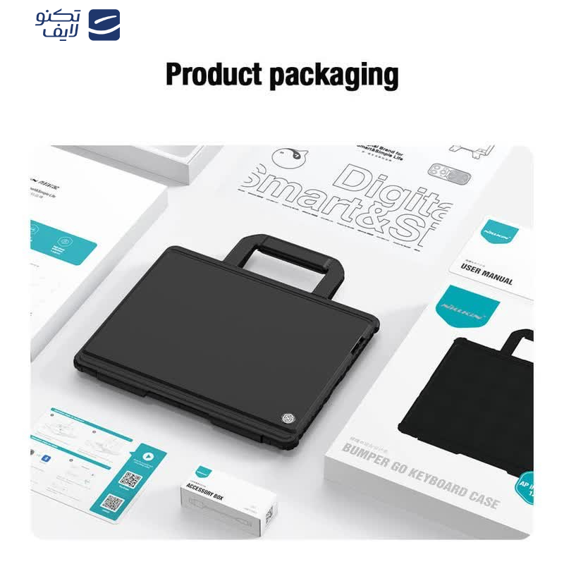 کیف کلاسوری کیبورد دار نیلکین مدل Bumper Go Keyboard مناسب برای تبلت اپل (2022 / 2021 / 2020) iPad Air13(2025) / iPad Air13(2024) /iPad 12.9
