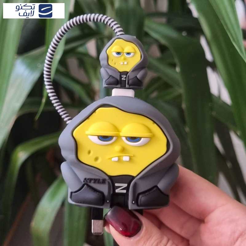 محافظ کابل و شارژر دیواری سانیلند طرح باب اسفنجی مجموعه 4 عددی