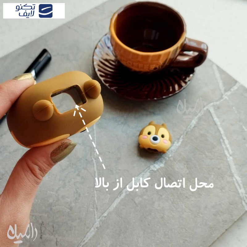 محافظ کابل طرح فانتزی سنجاب مدل Chip-tsum به همراه محافظ شارژر دیواری مجموعه 4 عددی