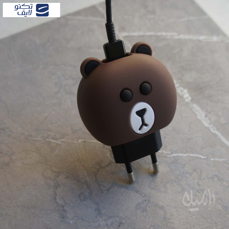 محافظ کابل طرح فانتزی خرس مدل Teddy-Cover به همراه محافظ شارژر دیواری مجموعه 4 عددی