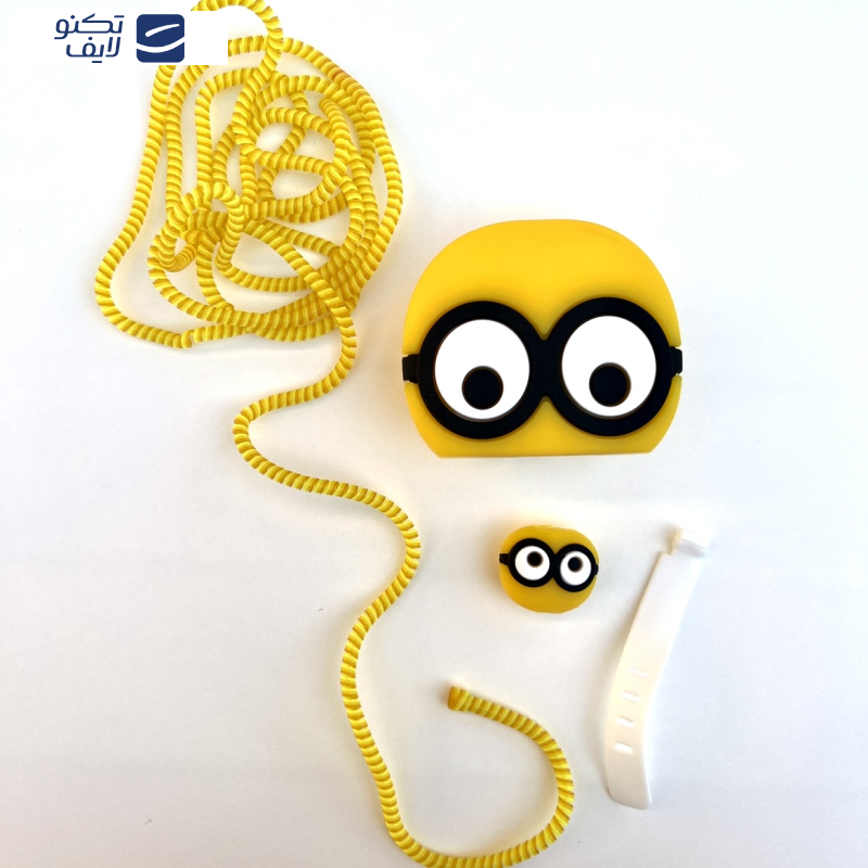 کاور مدل محافظ کابل و شارژر طرح مینیون‌ مجموعه ۴ عددی مناسب برای شارژر 20W اپل