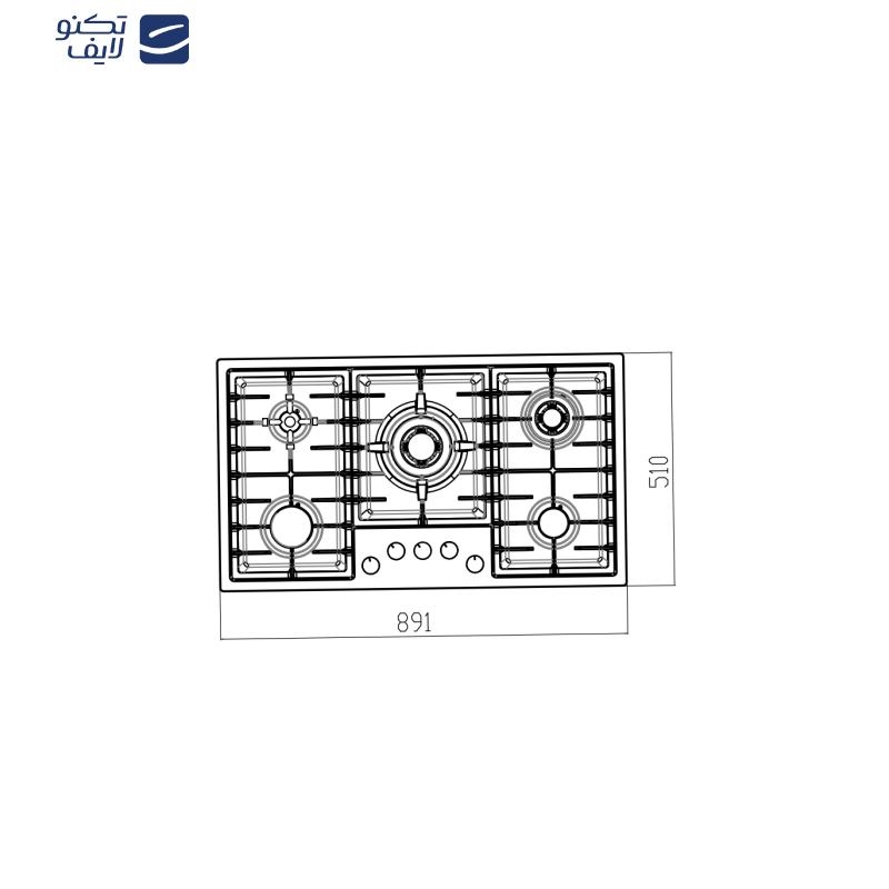 اجاق گاز صفحه‌ای کن مدل پولاریس مولتی استپ