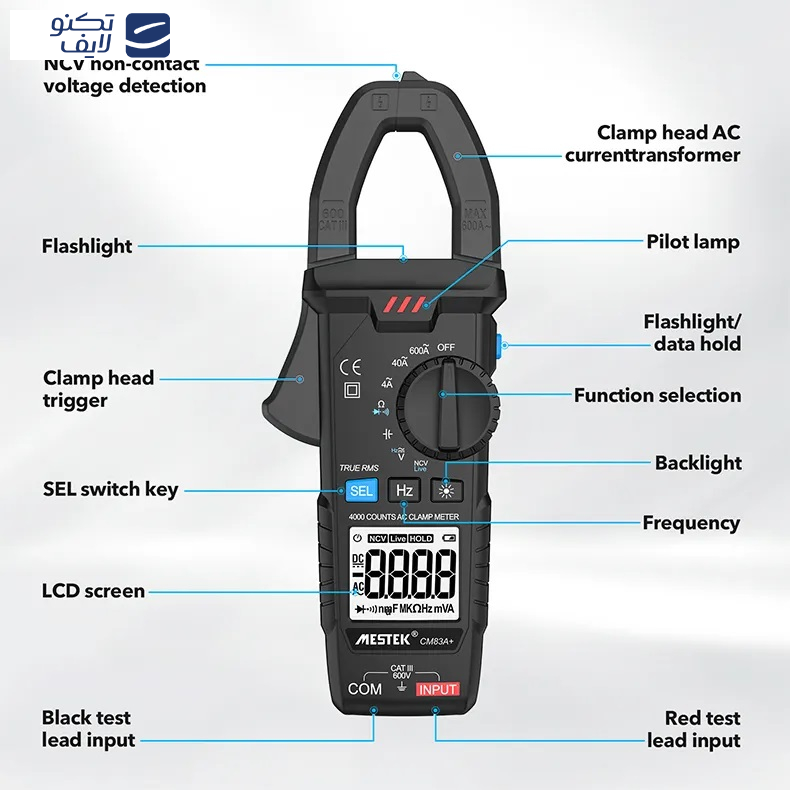 مولتی متر کلمپی دیجیتال مستک مدل CM83A PLUS