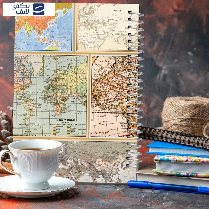  دفتر مشق 100 برگ مستر راد مدل نقشه جهان طرح world map کد fiory 2415