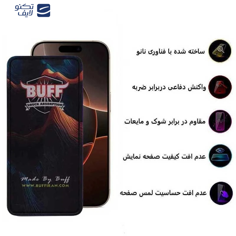 محافظ صفحه نمایش 5D بوف مدل Mountain مناسب برای گوشی موبایل اپل iPhone 15 Pro 