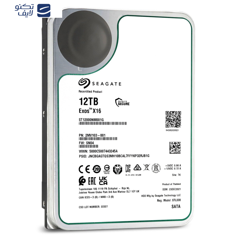 هارد دیسک اینترنال سیگیت مدل Exos X16 ST12000NM001G ظرفیت 12 ترابایت