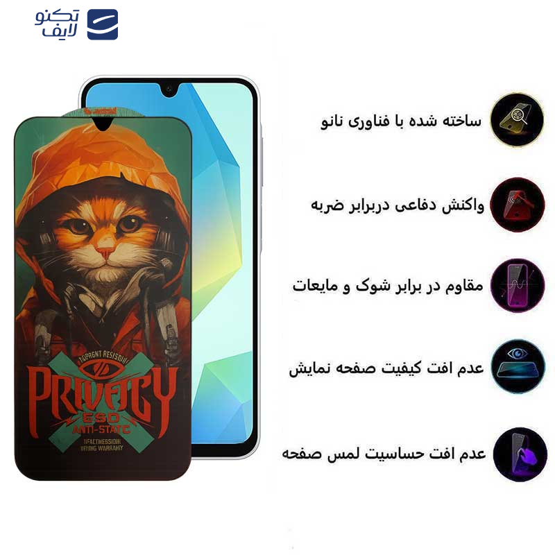 محافظ صفحه نمایش حریم شخصی اپیکوی مدل Privacy Hoodie Cat مناسب برای گوشی موبایل سامسونگ Galaxy A26/A16