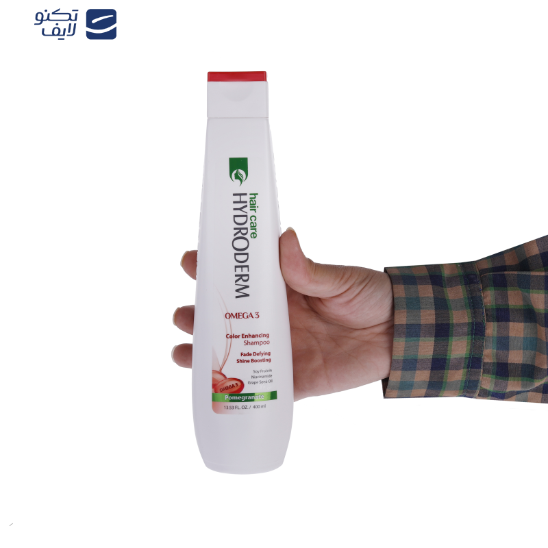 شامپو تثبیت کننده رنگ مو هیدرودرم مدل Pomegranate مناسب موهای رنگ شده حجم 400 میلی لیتر