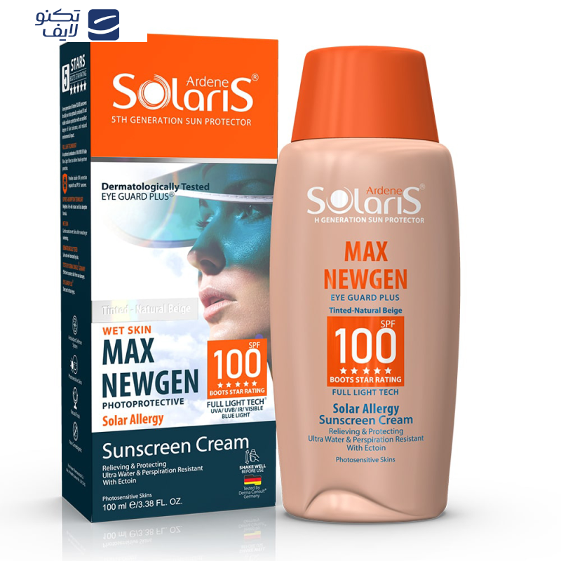 کرم ضدآفتاب رنگی آردن سولاریس SPF100 مدل Max Newgen، مناسب پوست‌های حساس، حجم 100 میلی‌لیتر