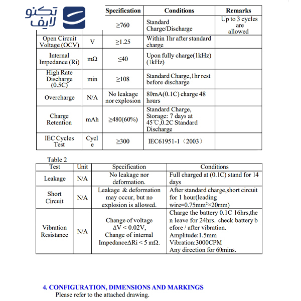 باتری قلمی قابل شارژ سولونیکس مدل Ni-Cd مجموعه 4عددی