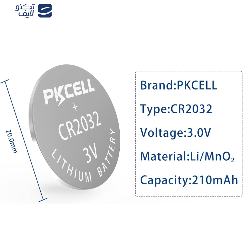 باتری سکه ای پی‌کی سل مدل CR2032 3V Lithium Manganese بسته 2 عددی 