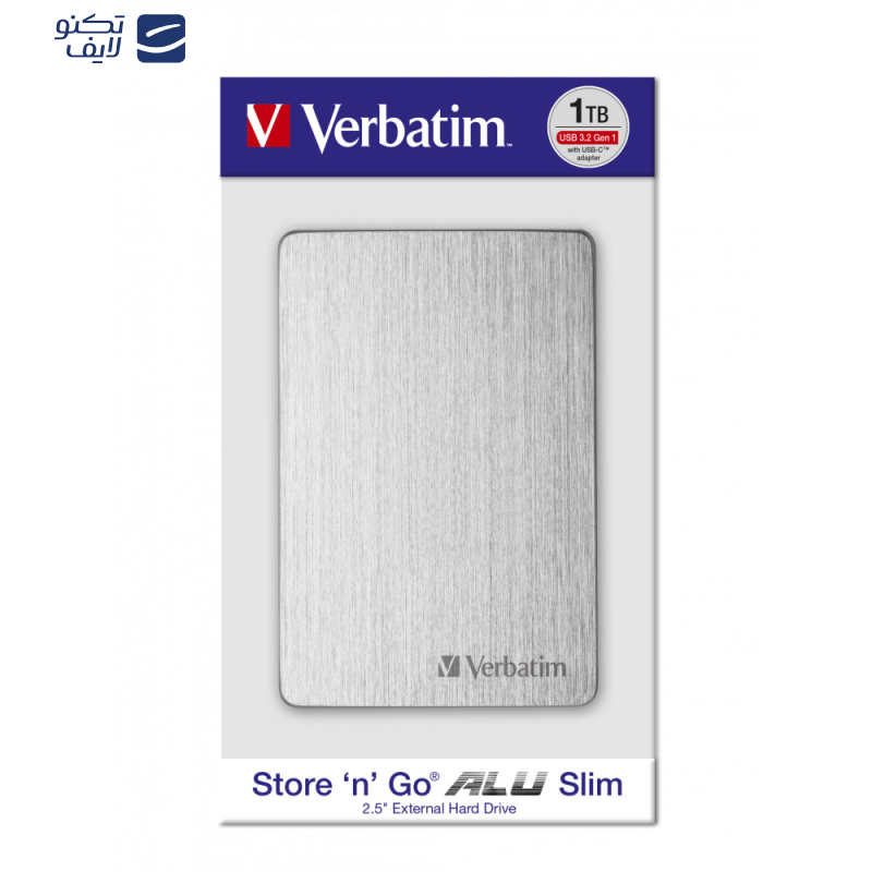 هارد اکسترنال ورباتیم مدل Store n Go ALU Slim ظرفیت یک ترابایت دارای رابط USB Type-A 3.2 هارد اکسترنال ورباتیم مدل Store n Go ALU Slim ظرفیت یک ترابایت دارای رابط USB Type-A 3.2