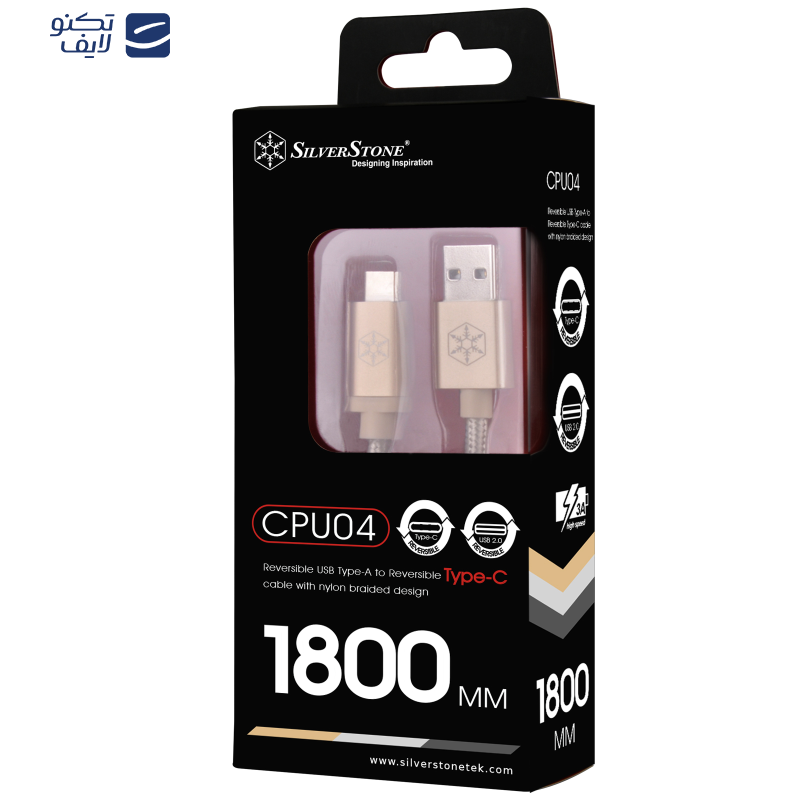 کابل تبدیل USB به USB-C سیلوراستون مدل CPU04 طول 1.8 متر کابل تبدیل USB به USB-C سیلوراستون مدل CPU04 طول 1.8 متر