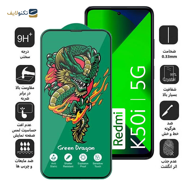 محافظ صفحه نمایش اپیکوی مدل Green Dragon ExplosionProof مناسب برای گوشی موبایل شیائومی Redmi K50i/ Redmi Note 11 5G (China)/ Redmi Note 10 Pro 5G(China)