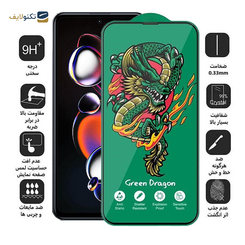 محافظ صفحه نمایش اپیکوی مدل Green Dragon ExplosionProof مناسب برای گوشی موبایل شیائومی Redmi Note 12T Pro/ Redmi Note 11T Pro Plus/ Redmi Note 11T Pro/ Redmi Note 11T 5G/ Redmi Note 11S 5G