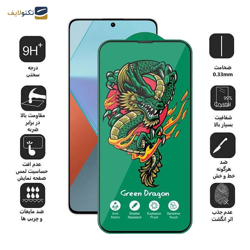 محافظ صفحه نمایش اپیکوی مدل Green Dragon ExplosionProof مناسب برای گوشی موبایل شیائومی Redmi Note 13 Pro 4G/5G / Redmi Note 13 4G/5G / Note 13R Pro 5G