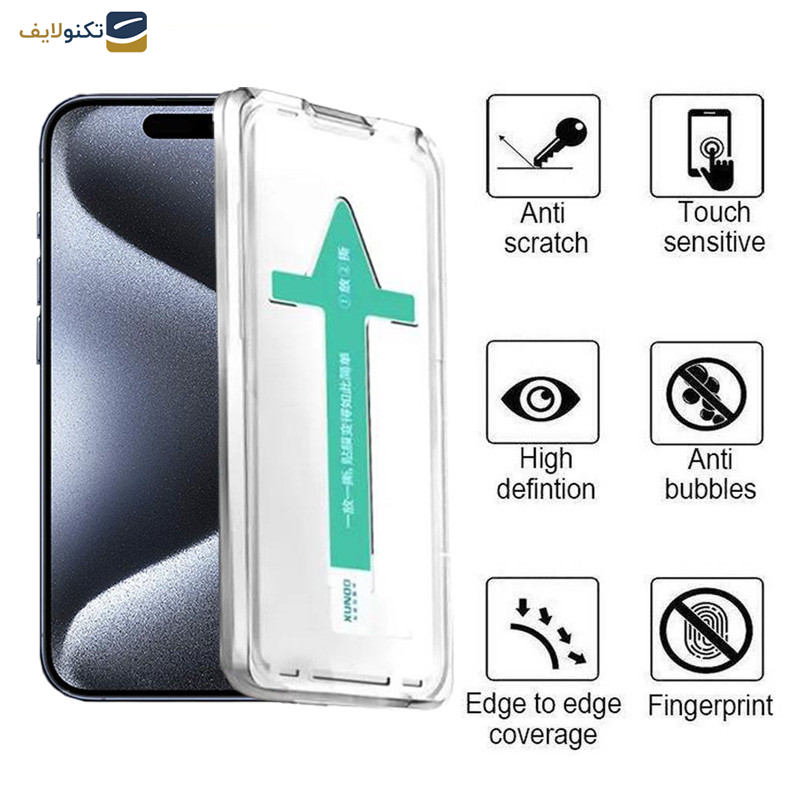 محافظ صفحه نمایش اپیکوی مدل Xundd Axe Easy install مناسب برای گوشی موبایل اپل iPhone 15 Pro
