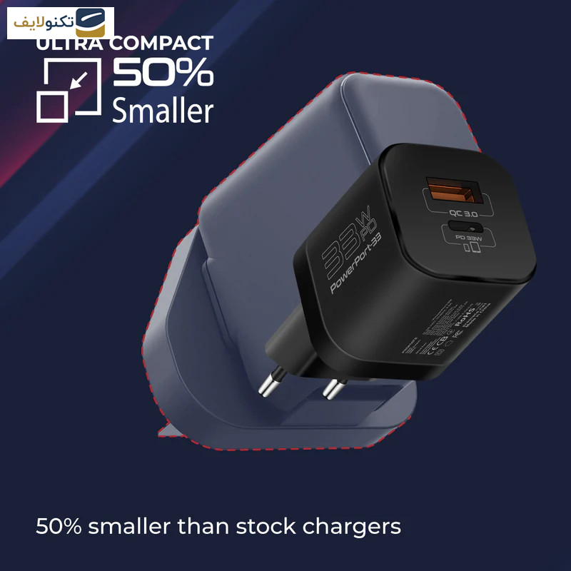 شارژر دیواری 33 وات پرومیت مدل POWERPORT-33.BLK.EU شارژر دیواری 33 وات پرومیت مدل POWERPORT-33.BLK.EU