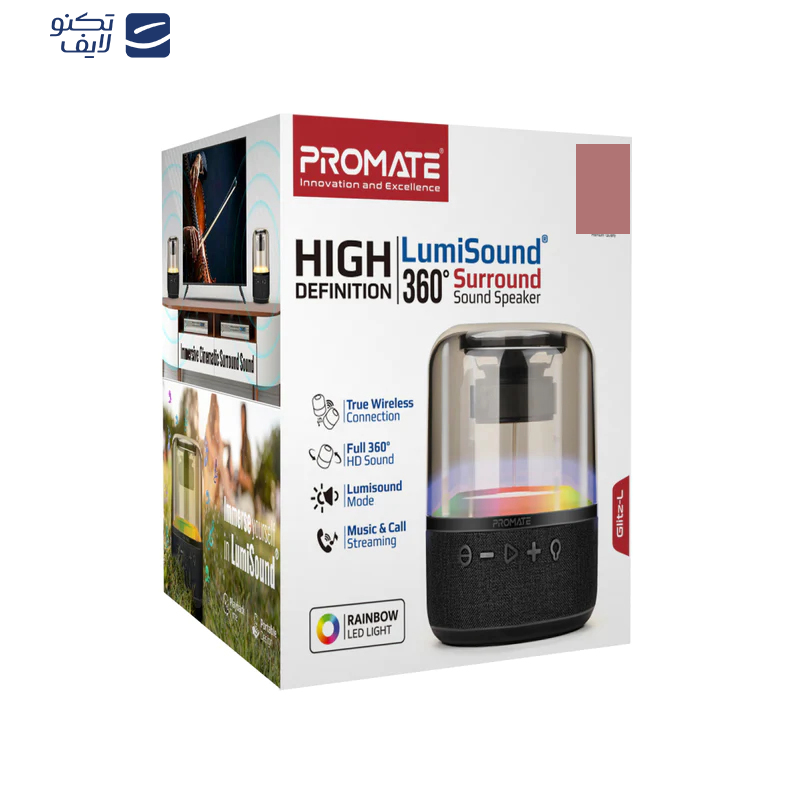 اسپیکر بلوتوثی قابل حمل پرومیت مدل GLITZ-L.BLACK