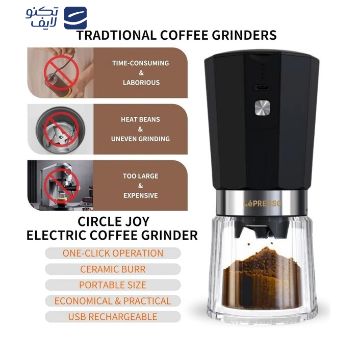 آسیاب قهوه لپرسو مدل Cordless Electric Conical Burr Grinder LPRCGR آسیاب قهوه لپرسو مدل Cordless Electric Conical Burr Grinder LPRCGR