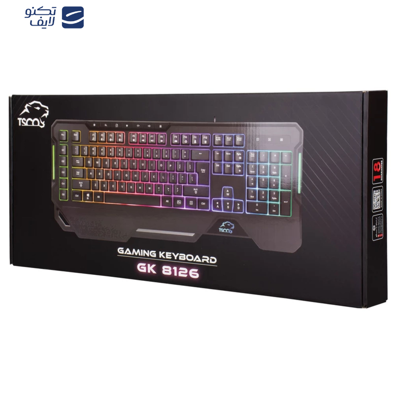 کیبورد گیمینگ تسکو مدل GK 8126، سوییچ ممبران، Full-Size، نورپردازی RGB