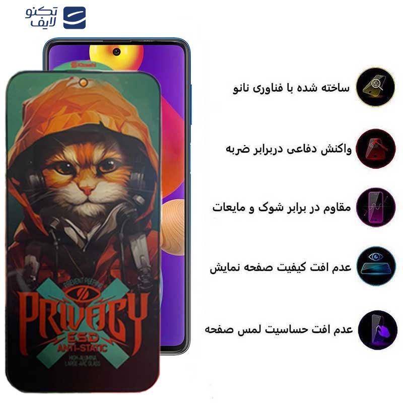 محافظ صفحه نمایش حریم شخصی اپیکوی مدل Privacy Hoodie Cat مناسب برای گوشی موبایل سامسونگ Galaxy M62/ M55/ F62/ F55/ F54/ Note10 Lite/Galaxy S10 Lite/ C55