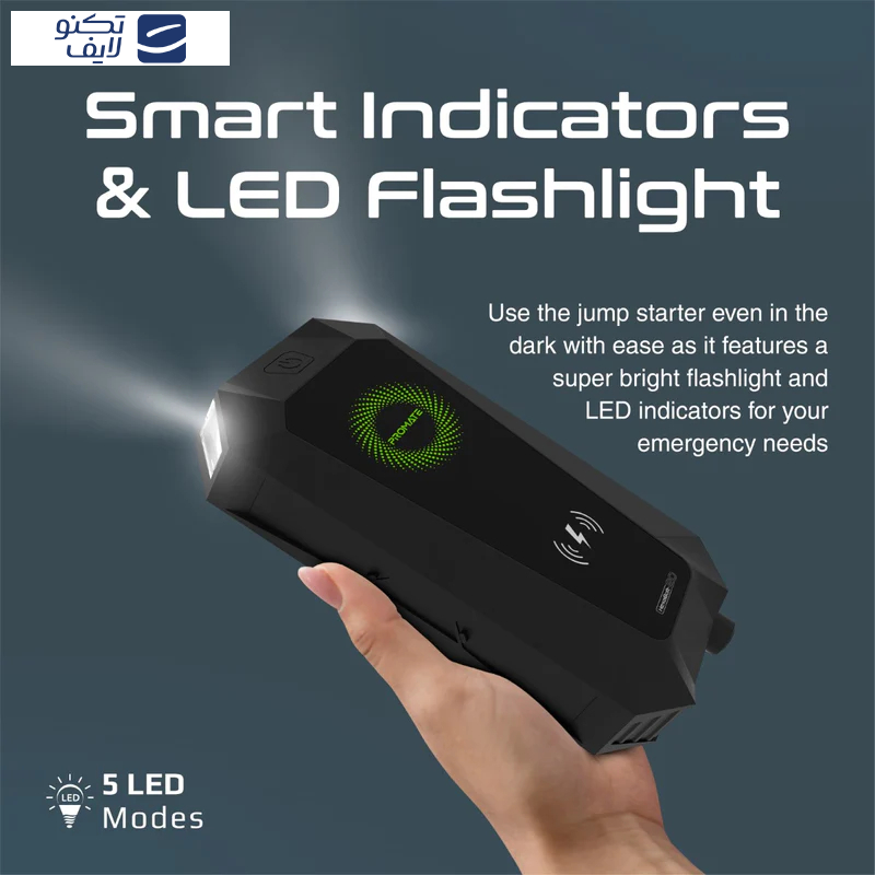 جامپ استارتر خودرو و پاوربانک پرومیت مدل HEXABOLT-20 ظرفیت 19200 میلی آمپر ساعت