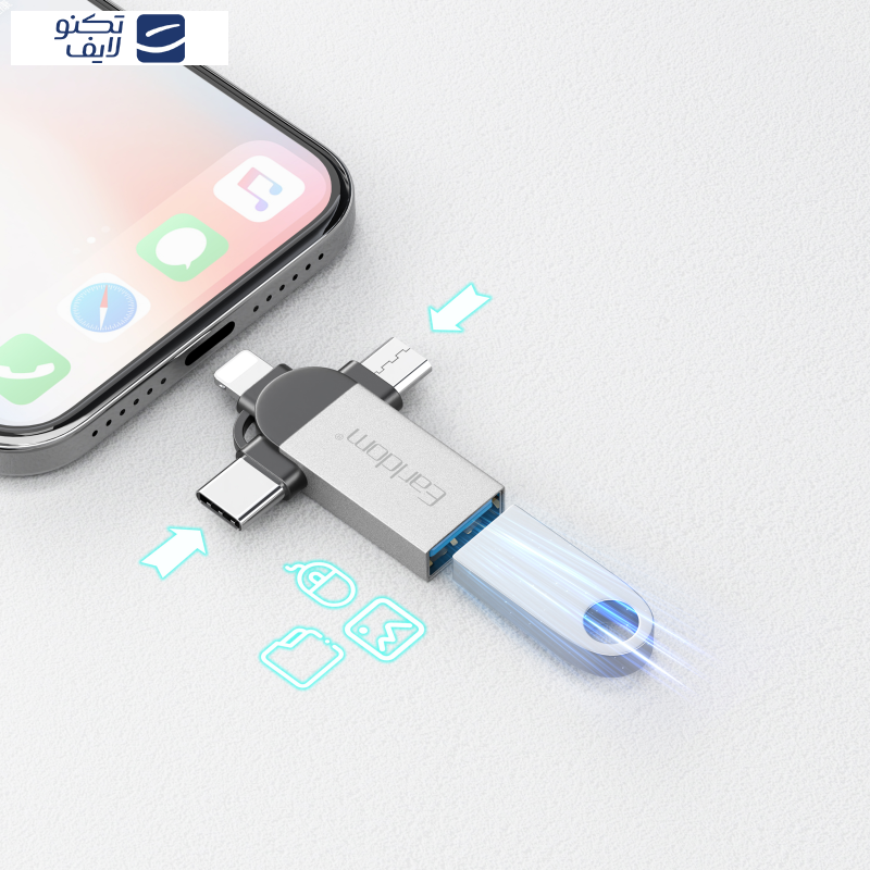 مبدل USB OTG به microUSB / لایتنینگ / USB-C ارلدام مدل ET-OT93