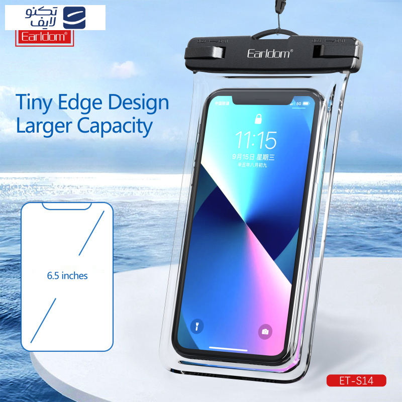 کاور موبایل ضد آب ارلدام مدل WATERPROOF PVC S14 مناسب برای گوشی موبایل تا سایز 6.5 اینچ