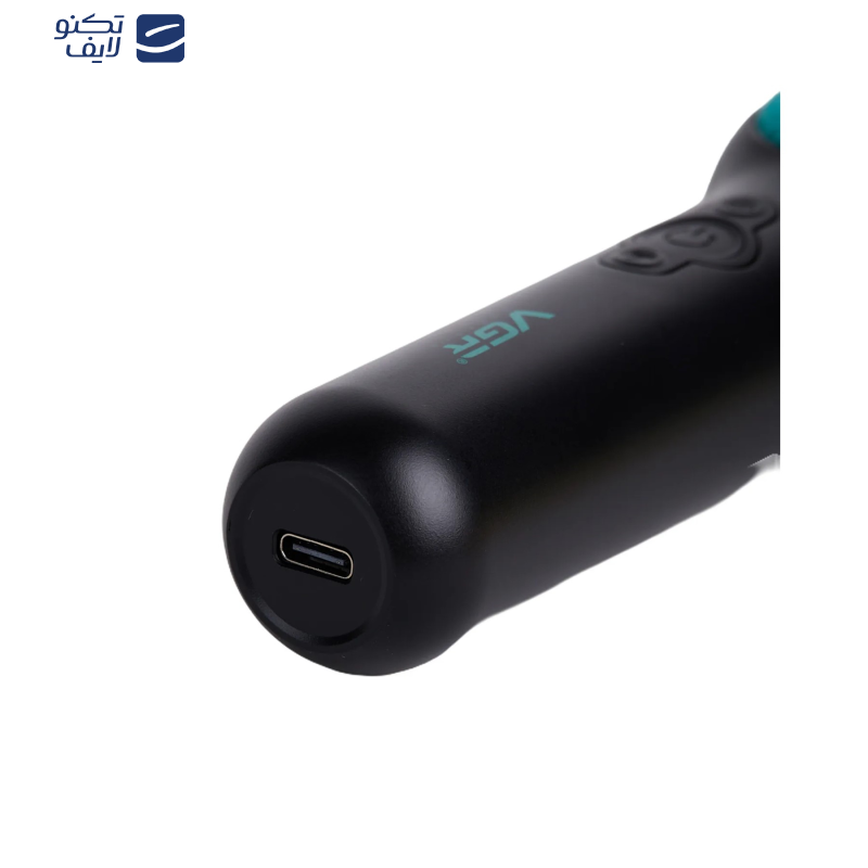 ماشین اصلاح موی سر و صورت وی جی ار مدل V-990،  تکنولوژی اصلاح به صورت تریمر، به همراه کابل شارژ USB، برس تمیزکننده، روغن، 3 عدد شانه، با عملکرد توربو، نمایش وضعیت باتری