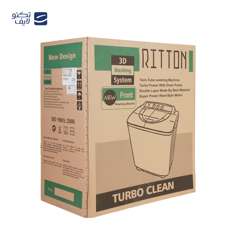 ماشین لباسشویی نیمه اتوماتیک ریتون مدل RWM-1202 TG ظرفیت ۱۲ کیلوگرم