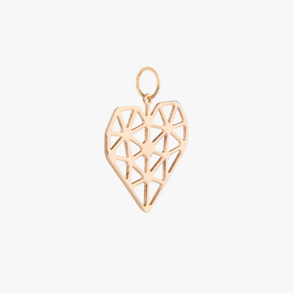 پلاک طلا 18عیار زنانه طرح قلب ژِئومتریک