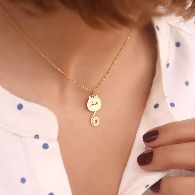 پلاک طلا 18عیار طرح گربه پیچ پیچی