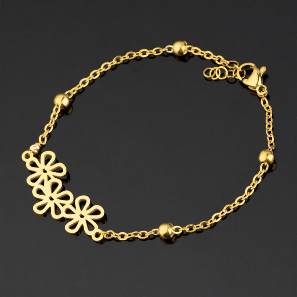 دستبند طلا 18عیار زنانه طرح سه گل و البرنادو