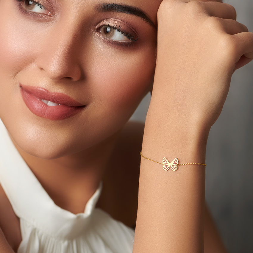 دستبند پروانه مینیمال طلا18 عیار دستبند پروانه مینیمال طلا18 عیار