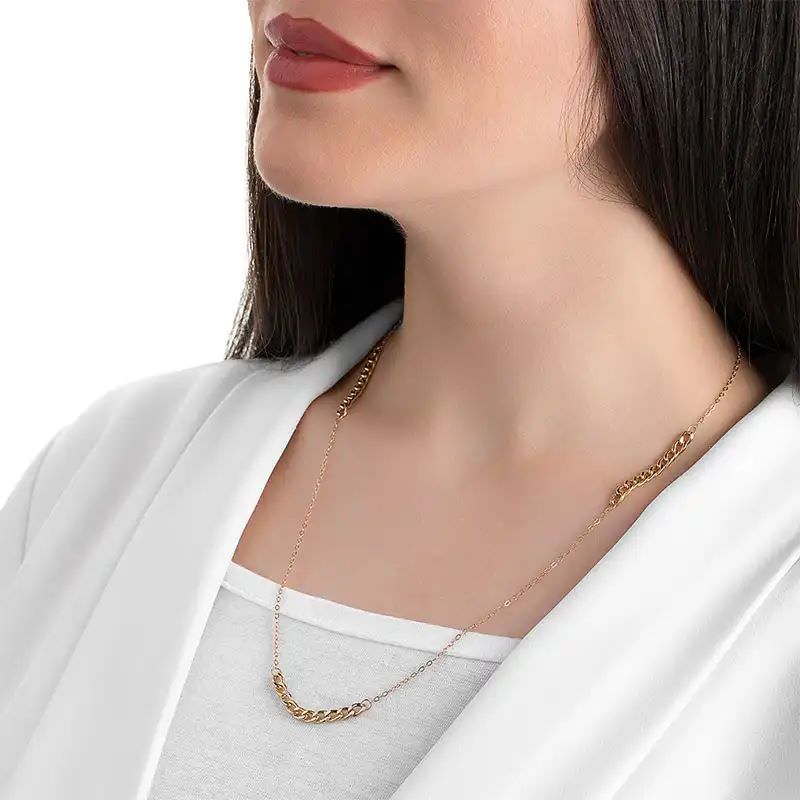 گردنبند طلا 18عیار طرح سه کارتیر و فلامینگو